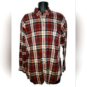 Ralph Lauren Men's Long Sleeve L Button Down Logo Dress Shirt Red Plaid